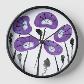Moderne Lila Poppies, Blume Uhr