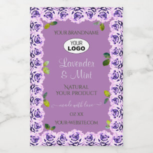Moderne lila Produktetiketten Blumenrosen Logo Lebensmitteletikett