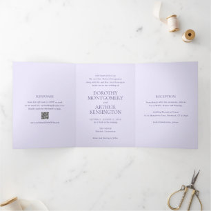 Moderne lila QR-Code elegante Hochzeit Dreifach Gefaltete Einladung
