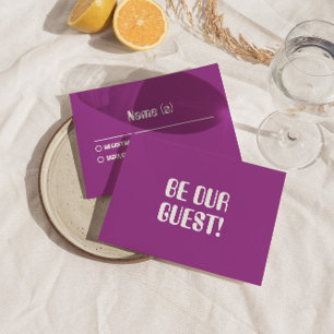 Moderne Lila Retro Groovy Bright Bold Wedding RSVP Karte