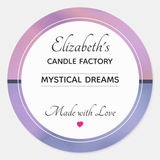 Moderne Lila & rosa Abstrakte Candle Biz Runder Aufkleber (Vorderseite)