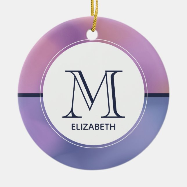 Moderne Lila-rosa Abstrakte Monogramm Keramik Ornament (Vorne)