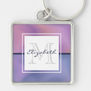 Moderne Lila-rosa Abstrakte Monogramm Schlüsselanhänger