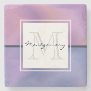 Moderne Lila-rosa Abstrakte Monogramm Steinuntersetzer
