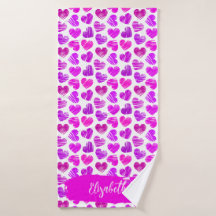 Moderne Lila Rosa Gekritzelte Herzen Valentinsname