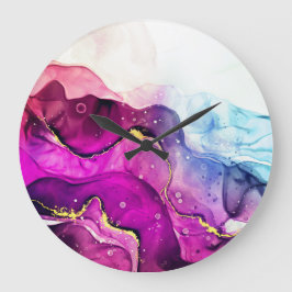 Moderne Lila rosa goldfarbene Wall-Uhr Große Wanduhr