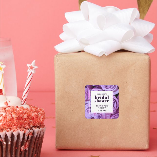 Moderne Lila Rose Brautparty Vielen Dank Quadratischer Aufkleber (Party)