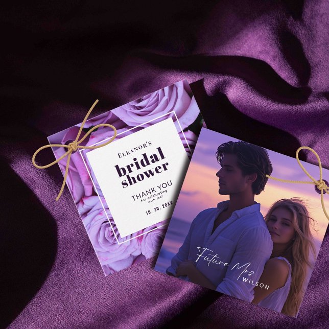 Moderne Lila Rose Foto Brautparty Vielen Dank Geschenkanhänger (Von Creator hochgeladen)