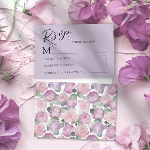 Moderne lila Rose RSVP Hochzeitskarte Karte
