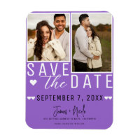 Moderne Lila Save the Date 2 Foto Hochzeit