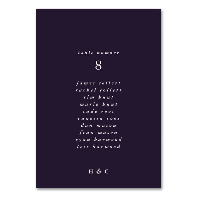 Moderne Lila Schlichte Einfache Hochzeit Tischnummer (Rückseite)
