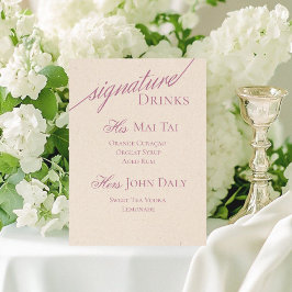 Moderne Lila Signature-Cocktail-Hochzeit Sockelschild