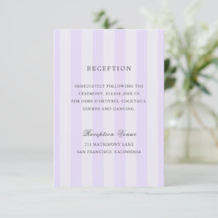 Moderne lila Streifen Elegante Hochzeit Begleitkarte
