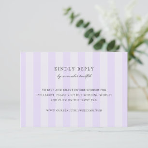 Moderne lila Streifen Elegante Hochzeits-RSVP-Kart RSVP Karte