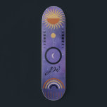 Moderne Lila Sun Star Rainbow Girls Skateboard<br><div class="desc">Städtische lila Girly-Design für diejenigen, die Liebe auf ihr Brett zu kommen und auf den Bürgersteig, Gehweg oder halbe Rohre. Celestial Thema mit Monden, Regenbogensonne und Sternen. Mit Monogramm Erstausstattungen bringen eine persönliche Touch zu diesem Deck.</div>