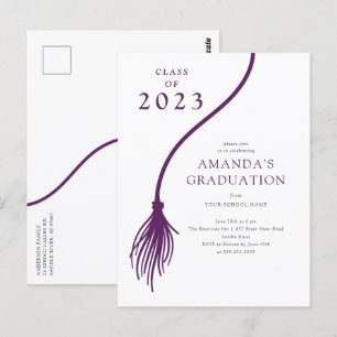 Moderne Lila Tassel Graduation Party Postcard Postkarte