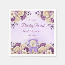 Moderne lila Teddy Bear Baby Dusche