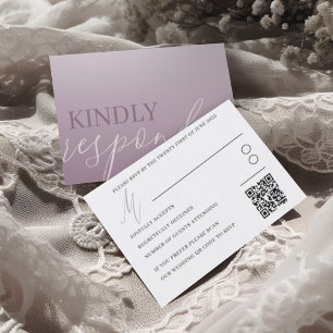 Moderne Lila UAWG-Kalligrafie-Hochzeit RSVP Karte
