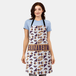 Moderne lila und beige geometrische Kunst mit indi Schürze
