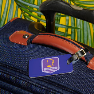 Moderne lila und gelbe Kessel-Symbol Gepäckanhänger