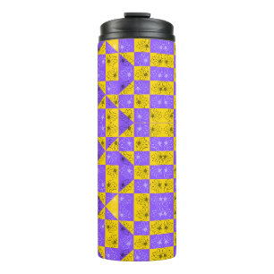 Moderne lila und goldene Tafelblumen Thermosbecher