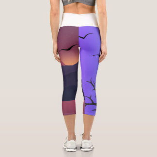 Moderne lila und orange Sonnenuntergangs-Ästhetik Capri Leggings