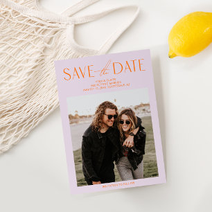 Moderne Lila und orangefarbene Foto Save the Date 