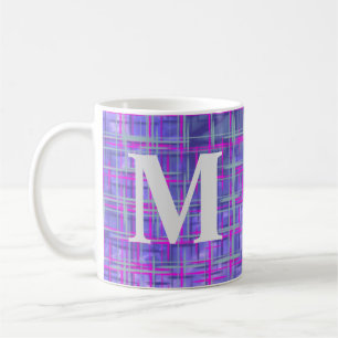 Moderne lila und rosa Rasterlinien abstrakt Kaffeetasse