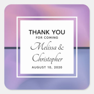 Moderne Lila und rosafarbene Abstrakte Hochzeit Quadratischer Aufkleber