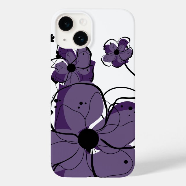 Moderne, Lila und weiße Blume Case-Mate iPhone Hülle (Rückseite)