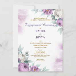 Moderne Lila und weiße Einladung zur Hochzeit