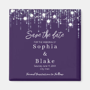 Moderne lila und weiße Hängeleuchten Save-the-Date Magnet