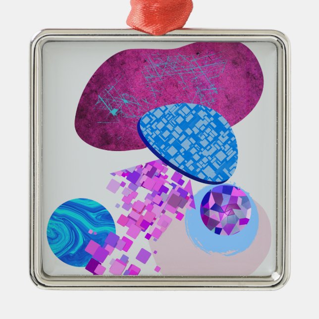 Moderne lila und zyklische Formen Ornament Aus Metall (Vorne)