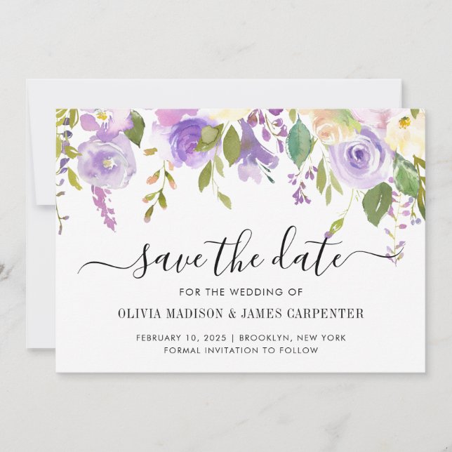 Moderne, Lila Violetteppiche Save The Date (Vorderseite)