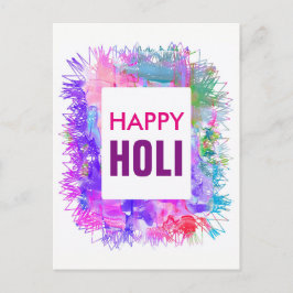 Moderne Lila Wasserfarben Happy Holi Postkarte