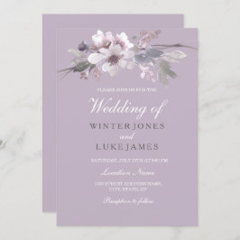 Moderne Lila Wasserfarbenhochzeit Einladung