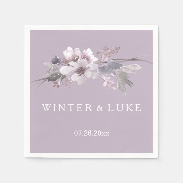 Moderne Lila Wasserfarbenhochzeit Napkin Serviette (Vorderseite)