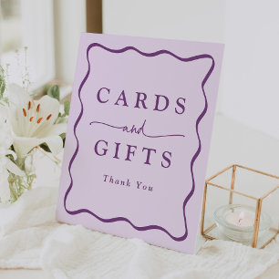 Moderne Lila Wavy Frame Cards und Geschenke Sockelschild