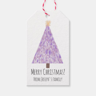 Moderne lila Weihnachtsbaume Geschenkanhänger