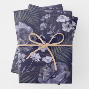 Moderne Lila Wildblume Geschenkpapier Set
