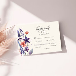Moderne Lila Wildblume RSVP Karte