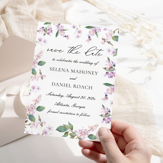 Moderne Lila Wildblumen Save The Date (Von Creator hochgeladen)