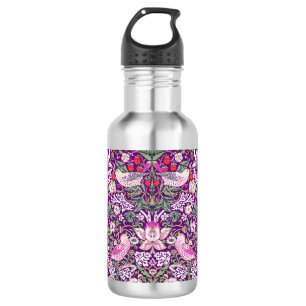 Moderne lila William Morris Strawberry Thief Edelstahlflasche