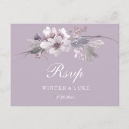Moderne Lila Winterblumenhochzeit RSVP Postkarte