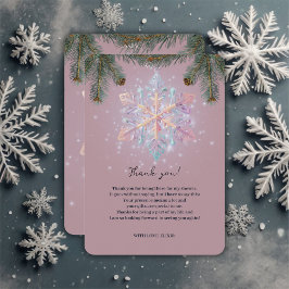 Moderne Lila Winterschneeflocken Niedliche Babydus Dankeskarte