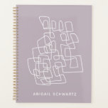 Moderne Lilac Abstrakt Line Kunst Personalisiert Planer<br><div class="desc">Moderne Kunstdarstellung mit abstrakter, weißer Linie auf einem lila Hintergrund.</div>