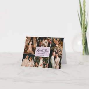 Moderne Lilac Calligraphy 6 Foto Collage Wedding T Dankeskarte