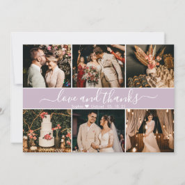 Moderne Lilac Elegante Typografie 6 FotoCollage Dankeskarte