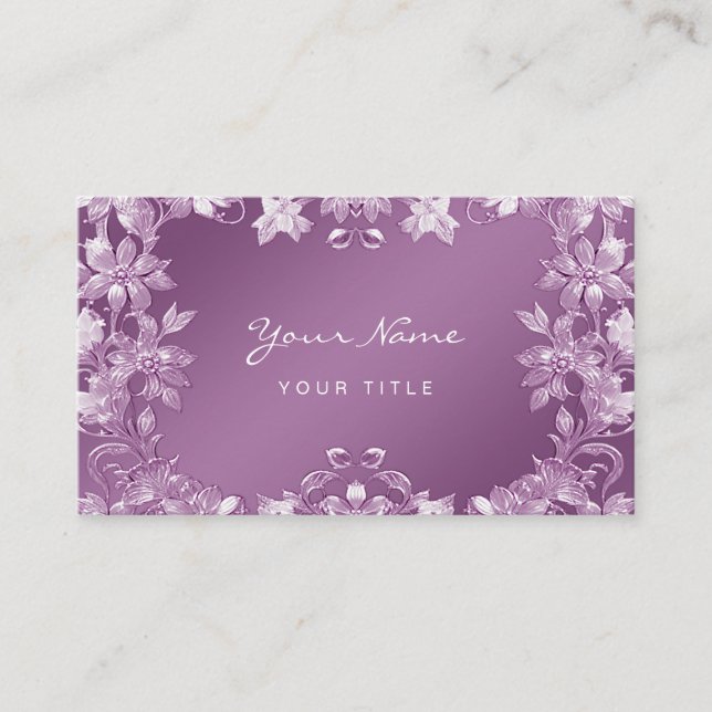 Moderne Lilac Floral Business Card Visitenkarte (Vorderseite)