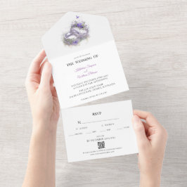 Moderne Lilac-Hochzeitserklärung All In One Einladung